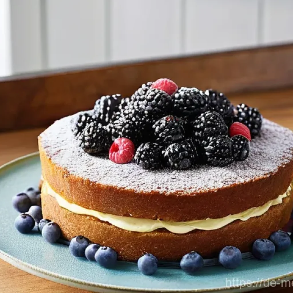항염증 식단을 위한 베이킹 아이디어 - "Juicy Berry-Almond Cake"**
    A beautifully presented, freshly baked, and generously sliced berry-...