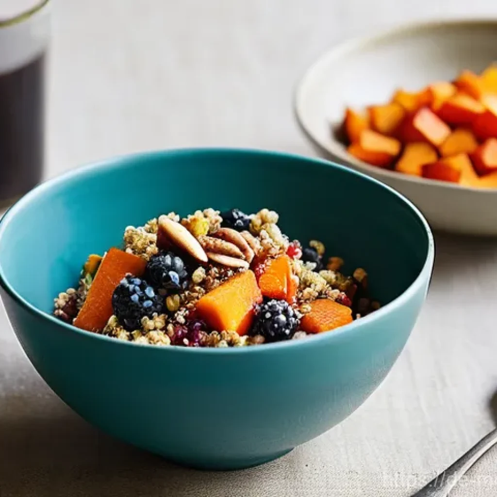 항염증 식단에서의 탄수화물 비율 조절 - **"The Carbohydrate Choice: A Balanced Feast"**
    A bright, inviting kitchen setting with warm, na...