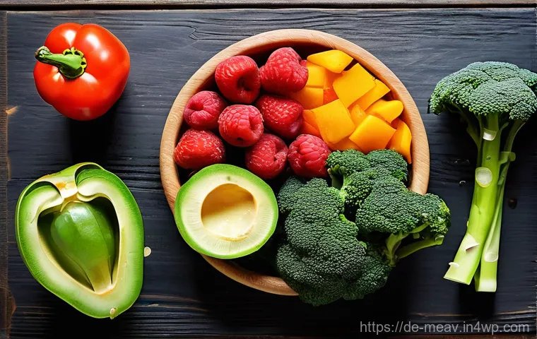 항염증 식단을 위한 영양사 조언 - **Prompt 1: A Vibrant Rainbow of Anti-Inflammatory Foods**
    "A visually stunning, brightly lit fl...