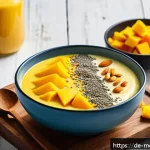 Home 19 항염증 식단을 위한 스무디 레시피 - A vibrant, high-resolution image of a freshly prepared anti-inflammatory smoothie bowl placed on a r...